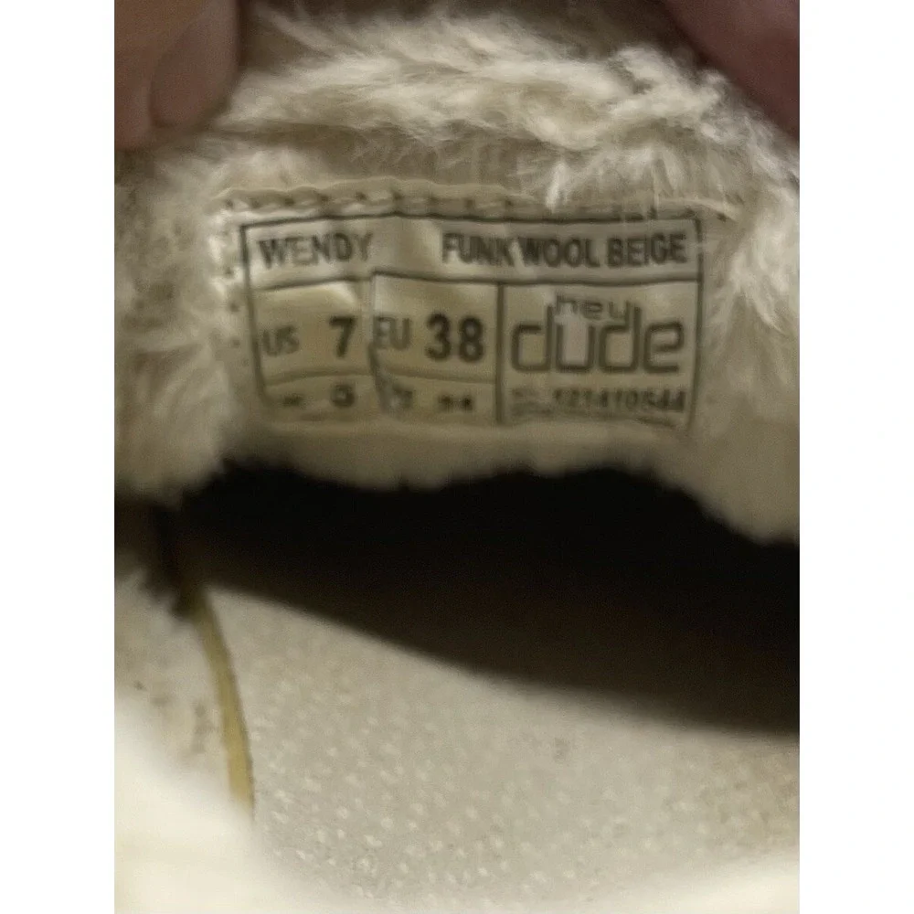 Hey Dude Womens Wendy Funk Wool Beige‎ Slip On Shoes Women's US Size 7
